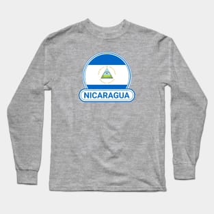 Nicaragua Country Badge - Nicaragua Flag Long Sleeve T-Shirt